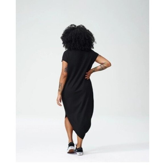 Universal Standard Geneva Dress Black Fits 34–36 (Tagged 3XL) Asymmetric Drape - Picture 3 of 12